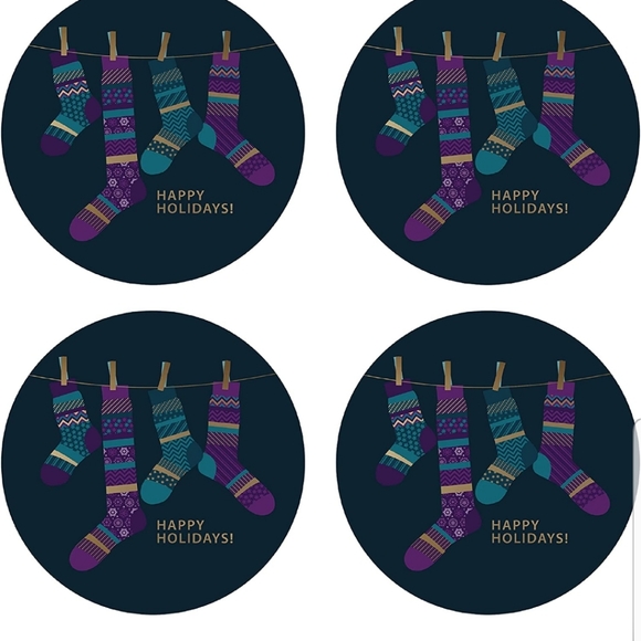 50 ct  2 Inch Circle, Gold Foil & Spot UV Effect , Merry Christmas Stick… - Picture 3 of 8